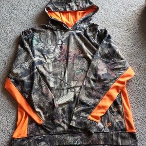 Camo and blaze orange hoodie